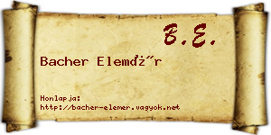 Bacher Elemér névjegykártya