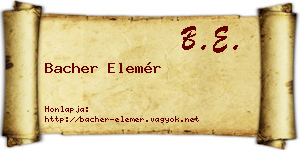 Bacher Elemér névjegykártya
